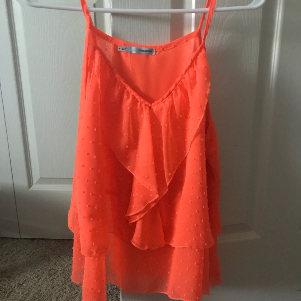 Salmon Orange Strappy Tank Top
